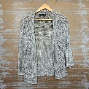 Eileen Fisher Chunky Knit Cardigan Sweater Laggen Look Preppy Classic Womens XL